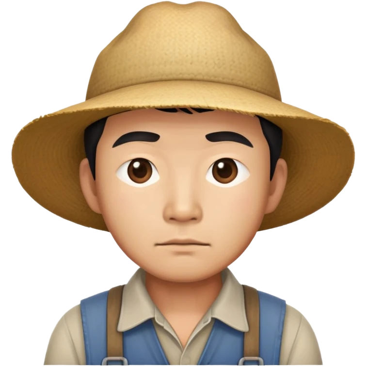 serious asian photorealistic farmer emoji