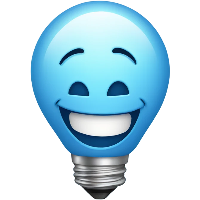 A blue bulb laughing emoji