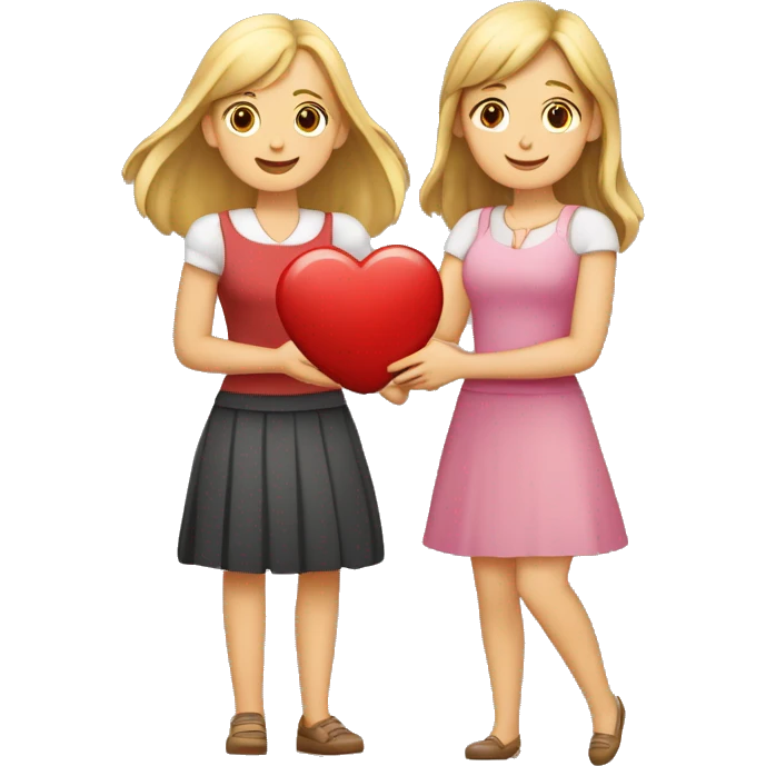 Dos chicas adultas una rubia y otra castaña haciendo un corazón con las manos  emoji