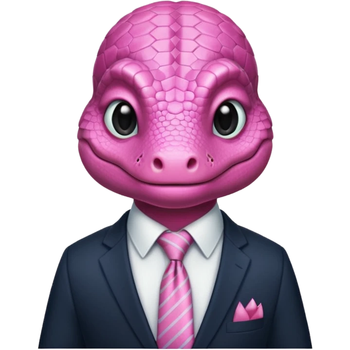 cute pinkreptile with tie & suit emoji