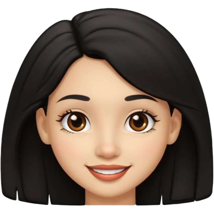 a girl that has black 3c hair textures and lightskin, It has brown eyes, a nose, lips, and it’s smiling. emoji