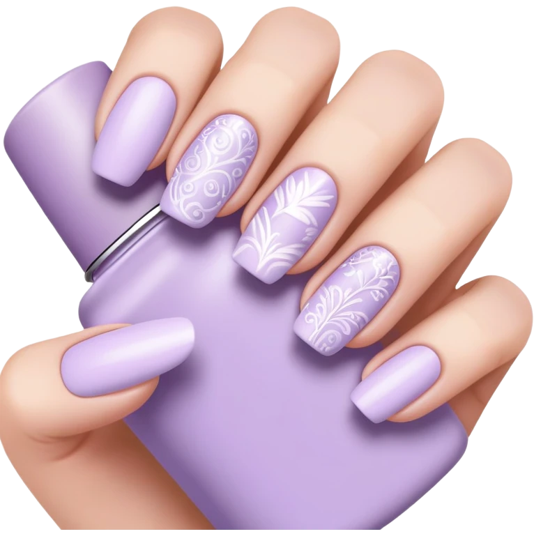 lilac pastel manicure with nail art designs emoji