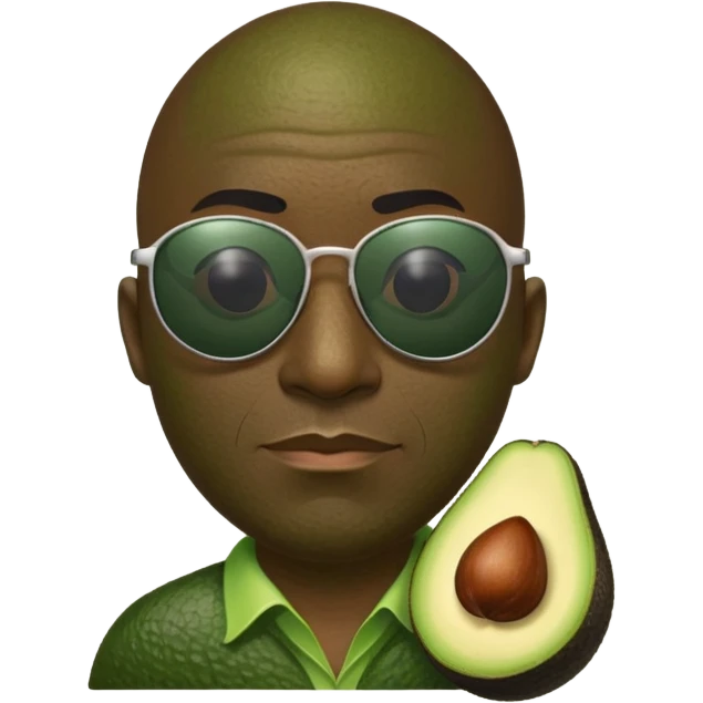 Avocado with the pit inside being a black bald man Wearing sunglasses emoji