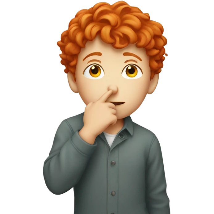 Red headed boy picking his nose emoji