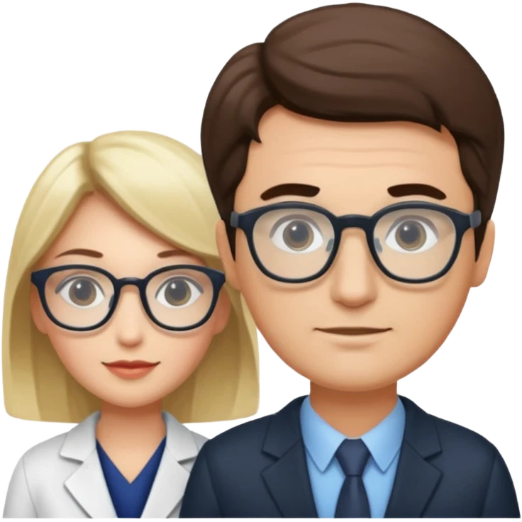 Perfect love. Psychologist girl and a futurologist man emoji