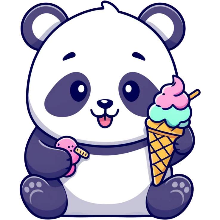 Panda eating ice cream emoji