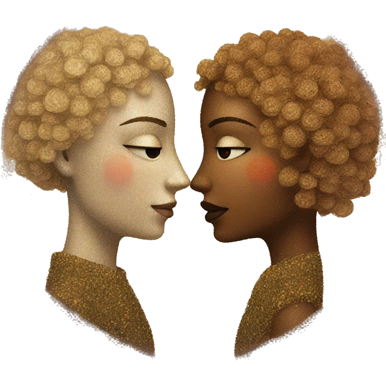 two lovers faces next to each other in a circle with colors like klimt paintings emoji