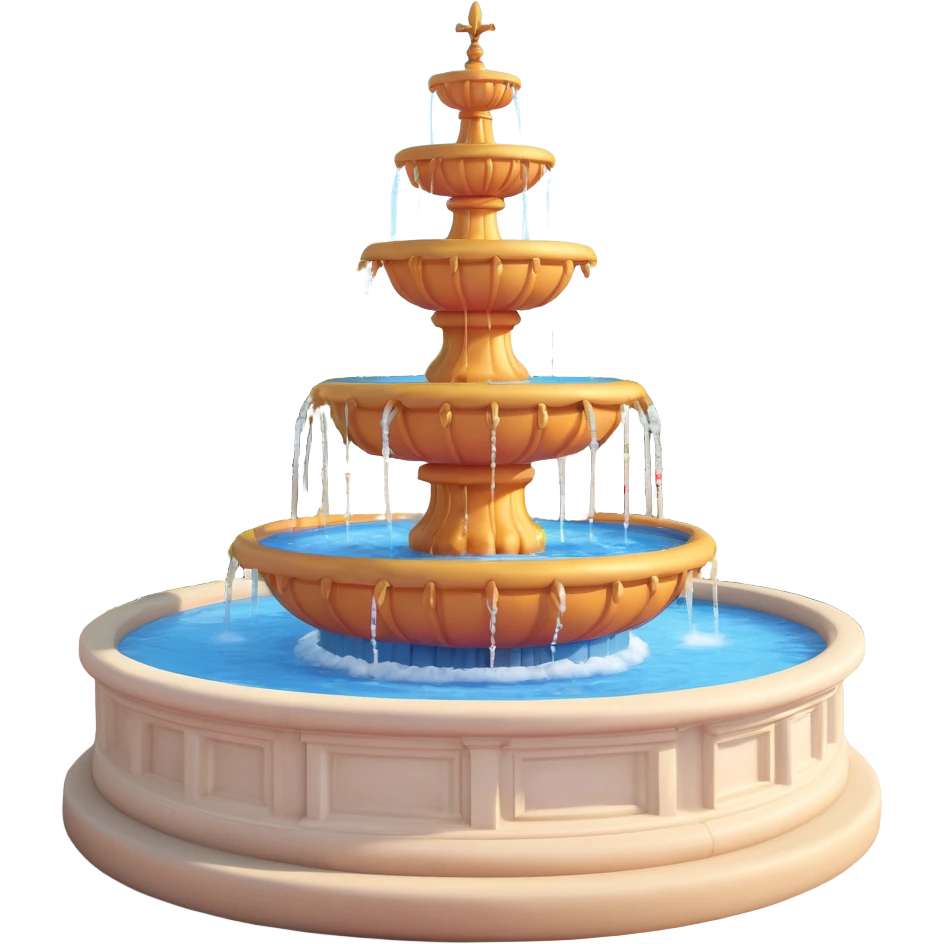 Casa Bonita Fountain, 3D style, realistic water, ornate details, centerpiece emoji