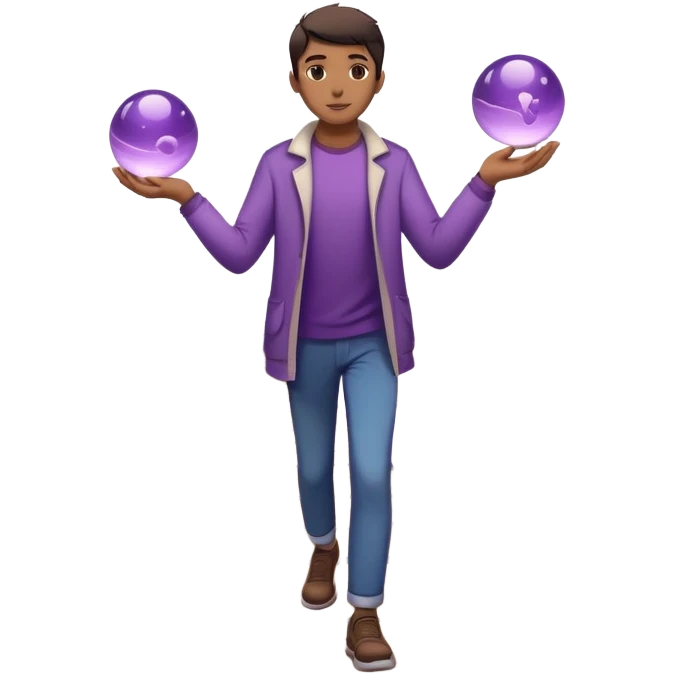 A figure walks back broken bridge, holding soft 2 violet orbs in hand—symbolizing compassion and forgiveness. A gentle heart aura trails behind them, showing healing in motion. emoji