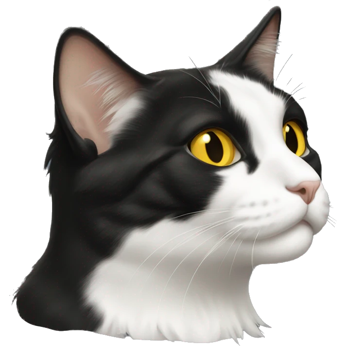 Longhaired Yellow eyed tuxedo cat emoji