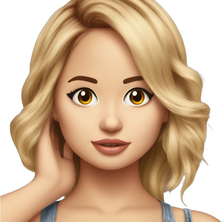 Debby Ryan tucking her hair behind her ear emoji