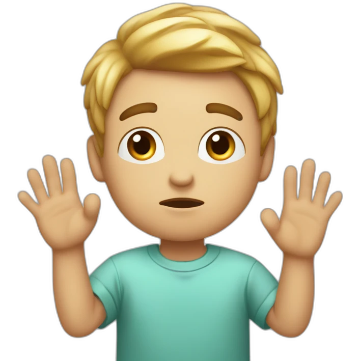 It was not me, I am innocent confused nervous little man raising palms up in surrender and staring emoji