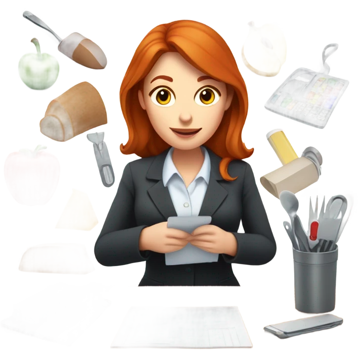 medium red hair woman nutritionist working emoji