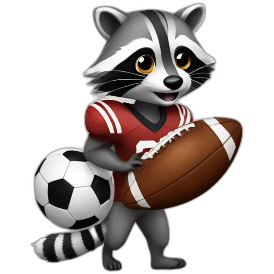 raccoon with a football emoji