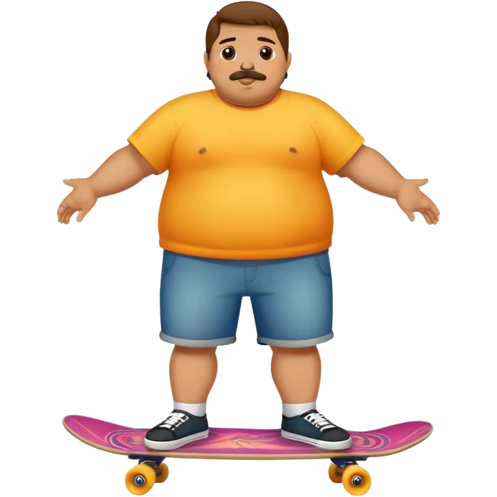 Full body chubby Mexican with a skateboard  emoji