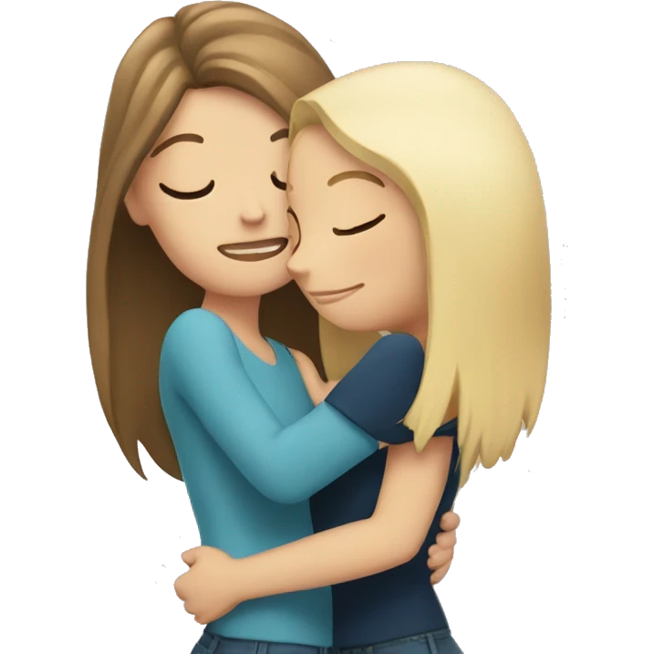 Brunette girl hugging blonde girl emoji