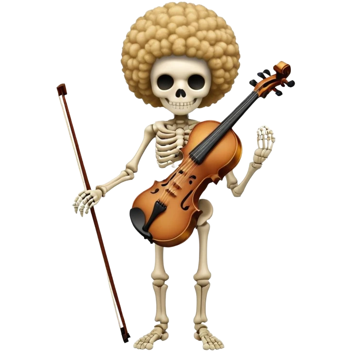 Brook skeleton musician with afro and violin, One Piece emoji