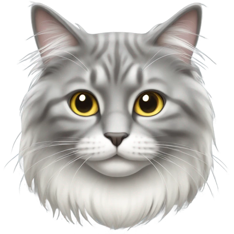 grey and white longhair cat emoji