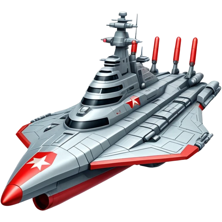 Futuristic Russian battle cruiser spaceship with red star insignia emoji