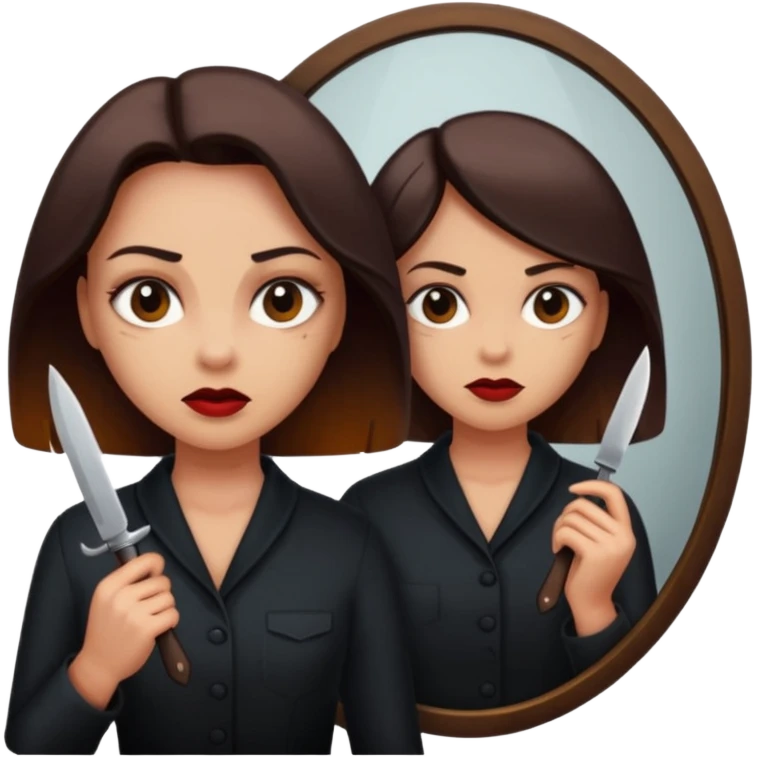 Killer behind woman on mirror emoji
