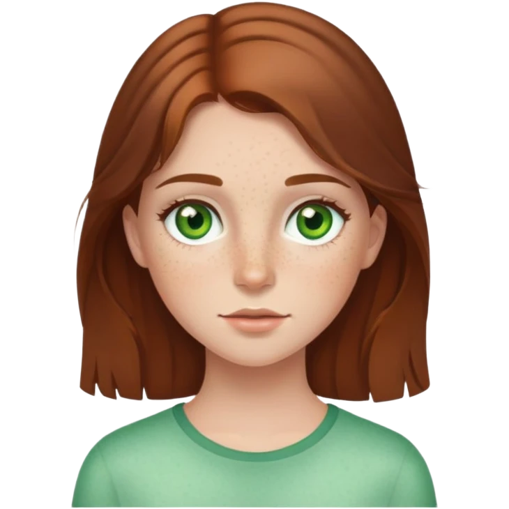 girl with brown hair green eyes and freckles emoji