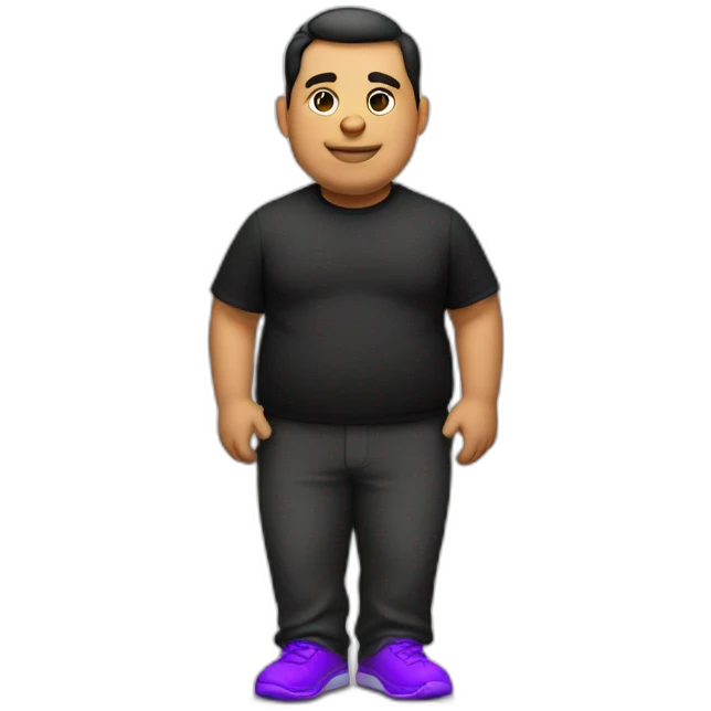 Fat latino with red pants and purple shoes and black shirt emoji