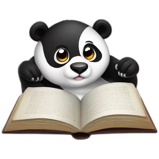 panda watch a book emoji