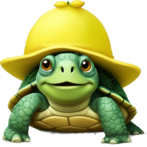 Turtle wearing a lemon hat emoji
