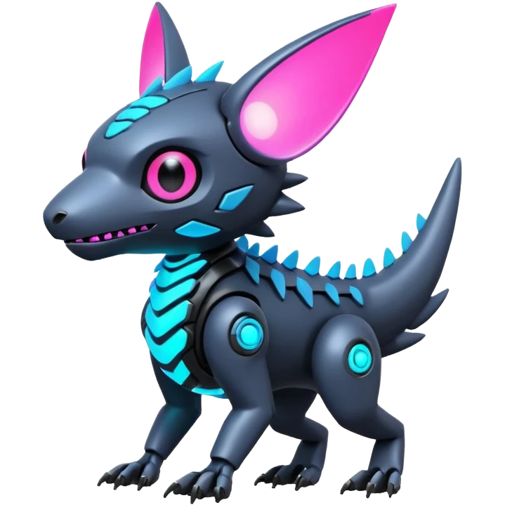  Neon glowing futuristic modern cyber-Fakémon-Digimon-Trico-creature emoji