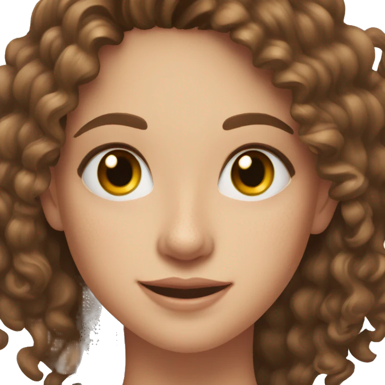 a brunette girl, with hazel eyes and freckles, and 2 hoop earrings, smiling emoji