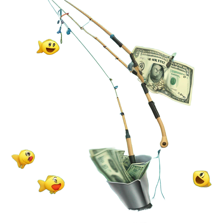 Fishing pole catching cash emoji