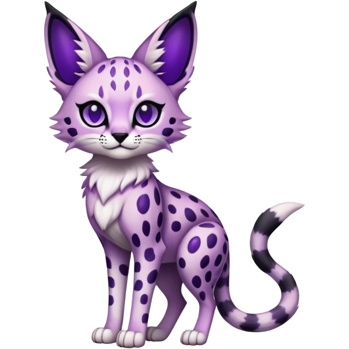 Kawaii Cute Edgy Black Purple White ethereal eldritch Serval-Fionbri-Vernid full body emoji
