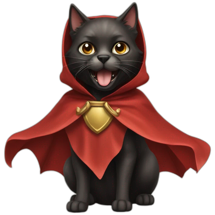 alian cat-dog with big fangs and a cape emoji