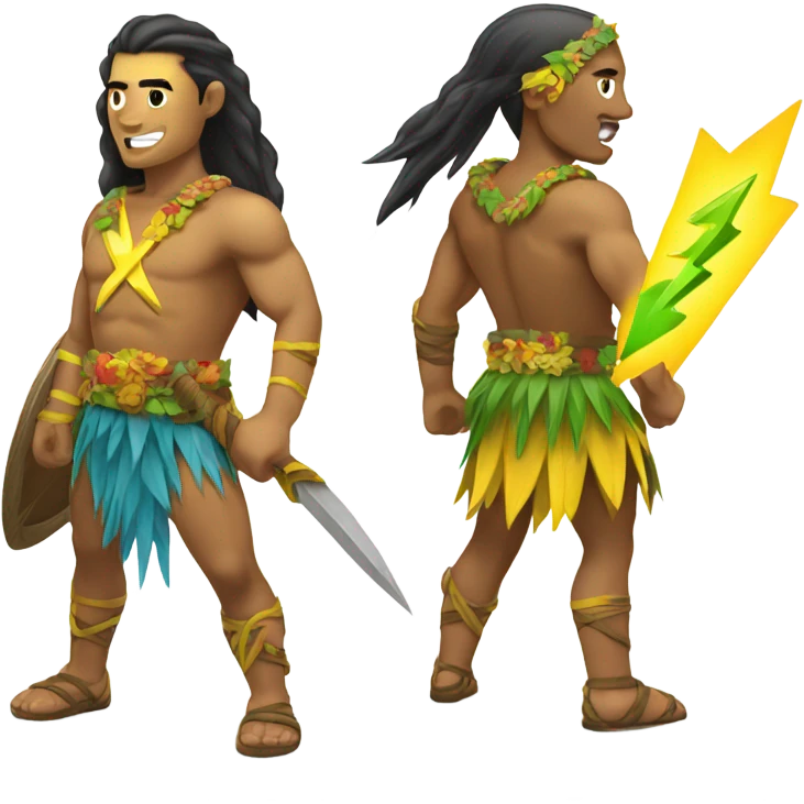 Hawaiian warrior and yellow lightening bolt  emoji
