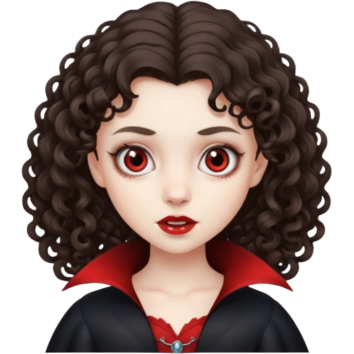 vampire brunette girl with curly, almost straight hair big emoji