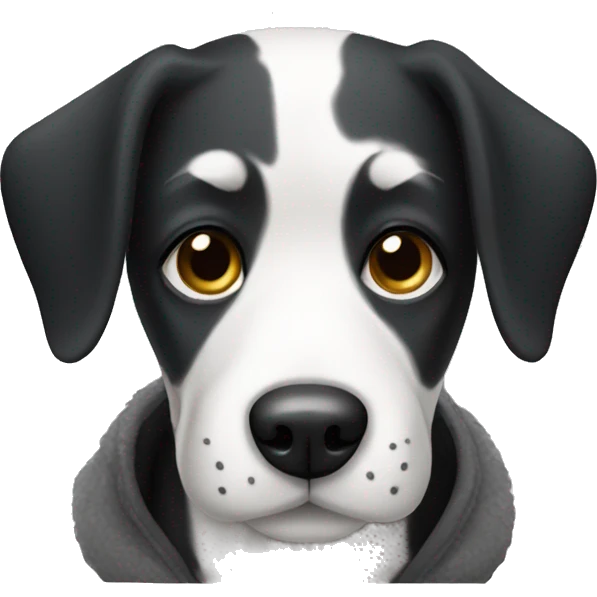 Black and white dog with coat emoji