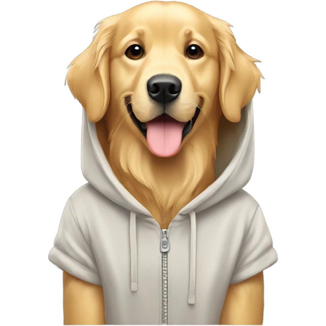 Golden retriever wearing hoodie ￼ emoji