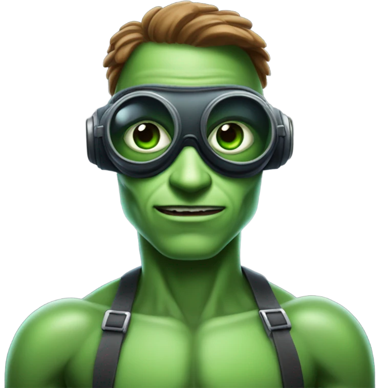 martian barman shirtless and goggles emoji