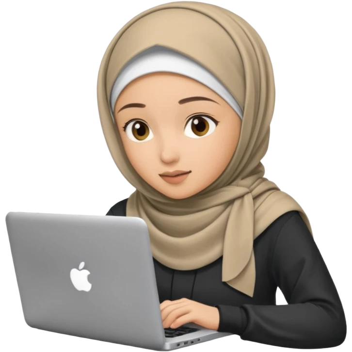 hijabi girl working on laptop emoji