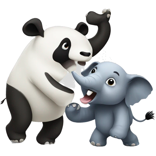 panda fighting elephant emoji