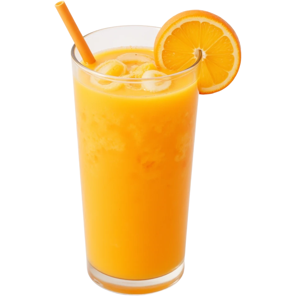 glass of orange juice with condensation, realistic and vibrant, skeuomorphism icon style emoji