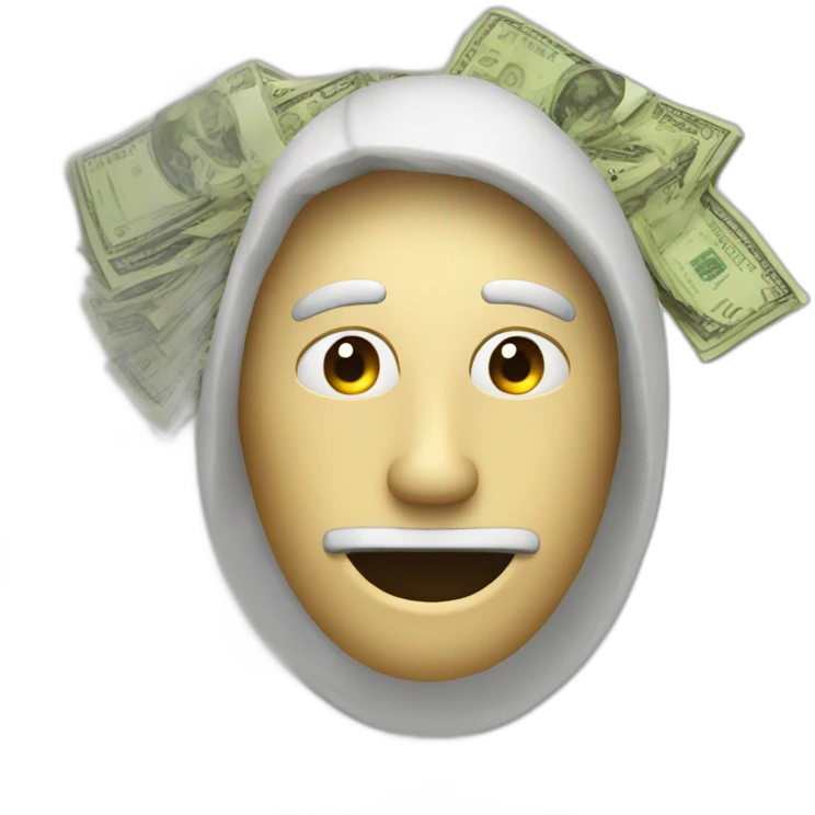 mistery person man with money face covered question mark emoji