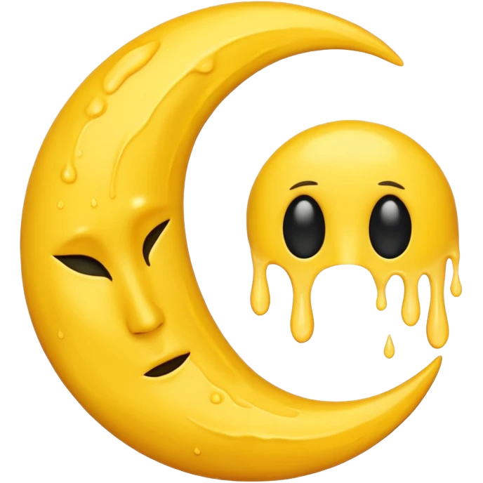 Melting waning crescent moon without any face and should in yellow colour remove the circle thing in bw emoji