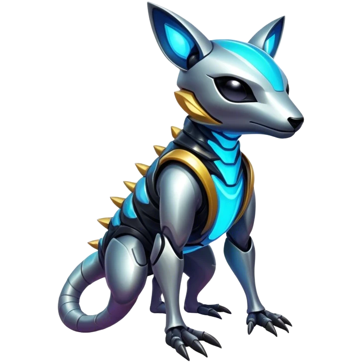 Shiny Epic Edgy Cool Colorful Vibrant Modern Futuristic Vernid-Protogen-creature-animal, full body  emoji