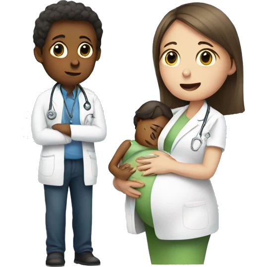 pregnant girl talking to a doctor emoji