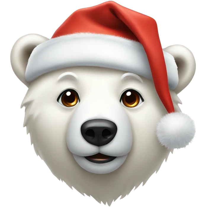 Polar bear cute with santa hat emoji