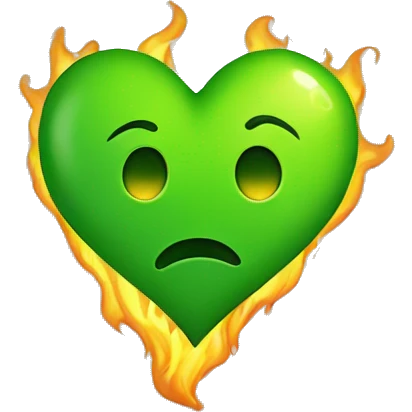 Green heart burns  emoji