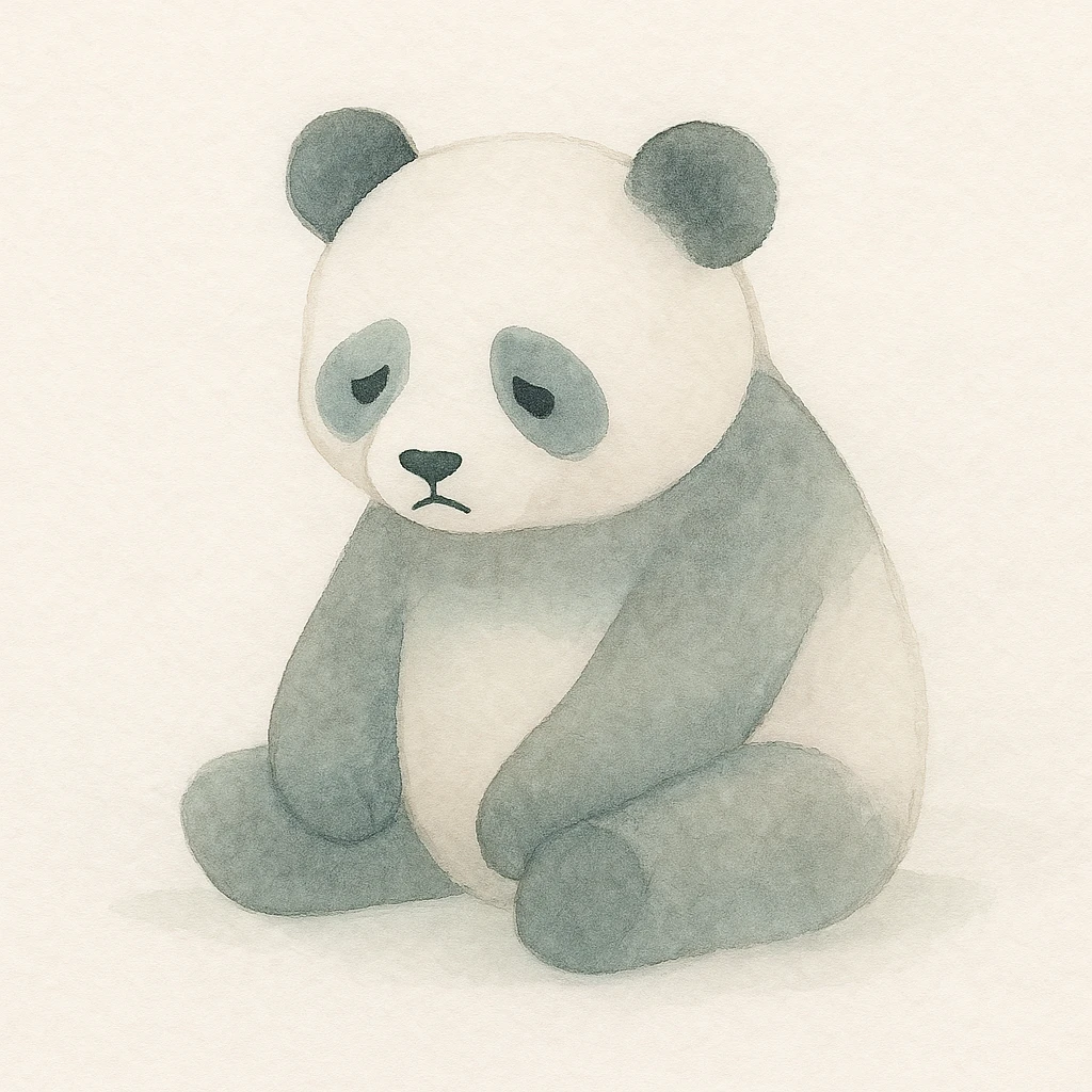 sad panda, watercolor art style emoji