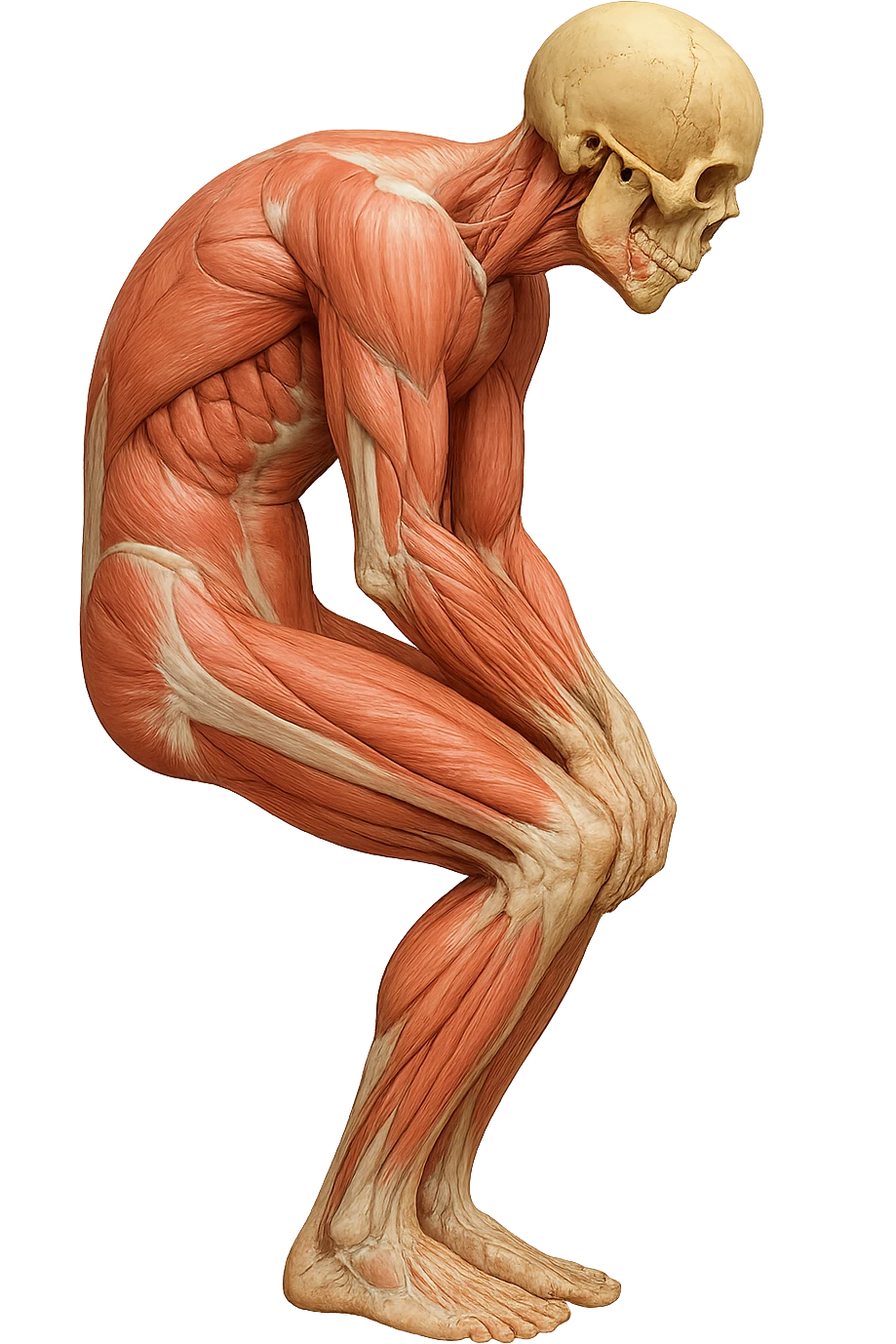 corpo umano anatomico realistico curvo con la schiena e le spalle in avanti, postura delle spalle chiuse, isolato su sfondo bianco emoji