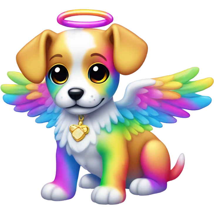 Lisa frank rainbow puppy with angel wings emoji